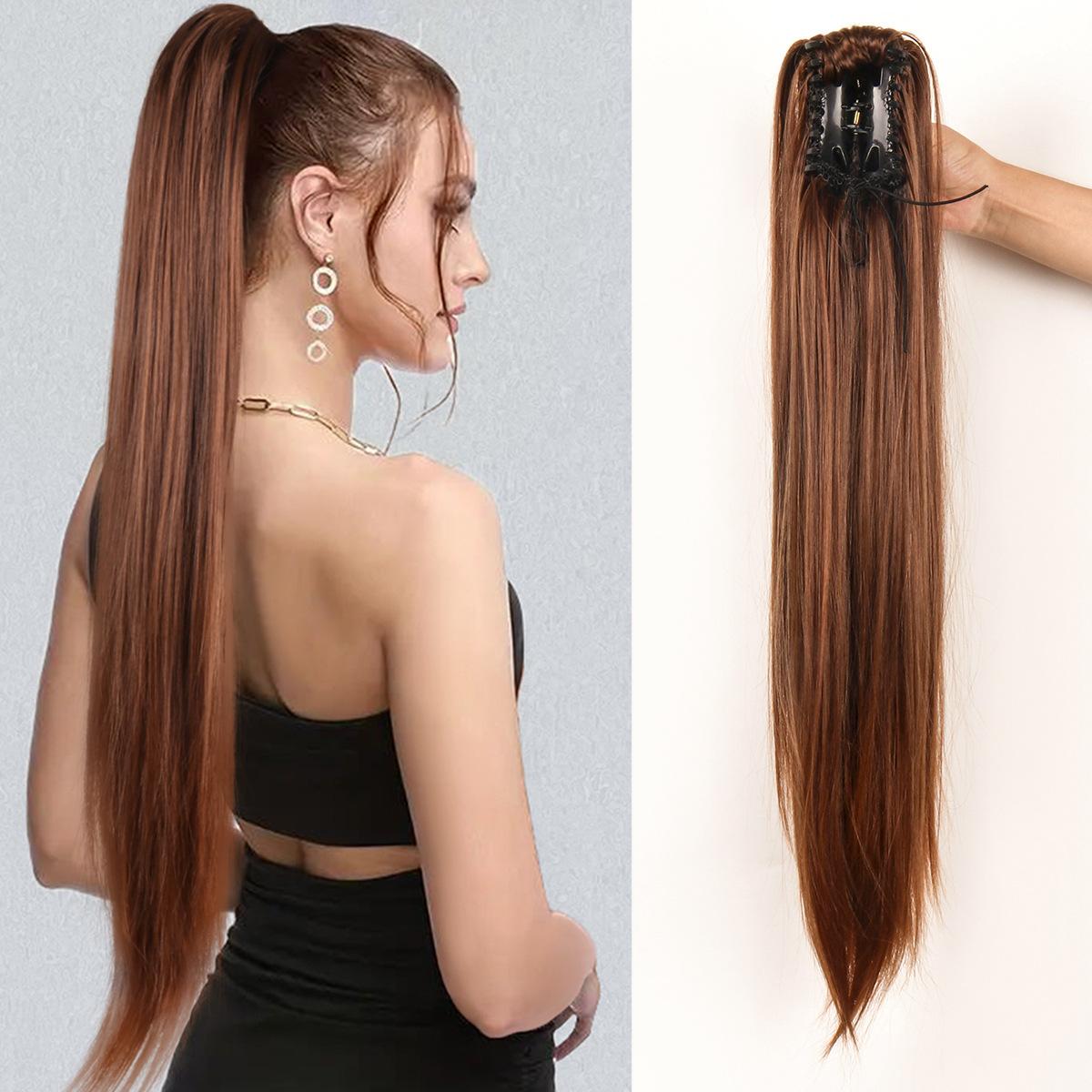 26-Inch Long Straight Purple Ponytail Wig for Women | Claw Clip Design | Natural-Looking Hair Extension Perfect for Daily Wear, Parties & Casual Outfits