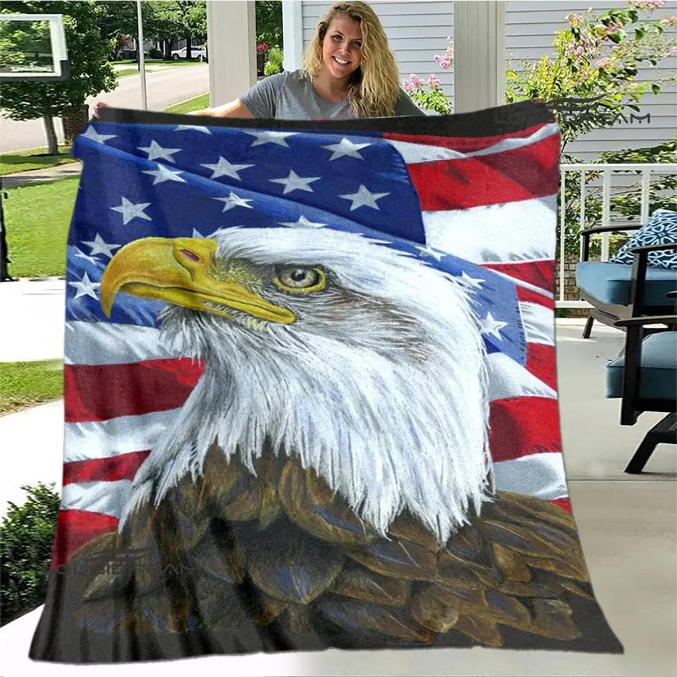 3D Eagle Print Flannel Blanket Ultra Soft Cozy Throw for Bed Sofa Couch | Warm Lightweight Picnic Travel Blanket Unique Birthday Gift