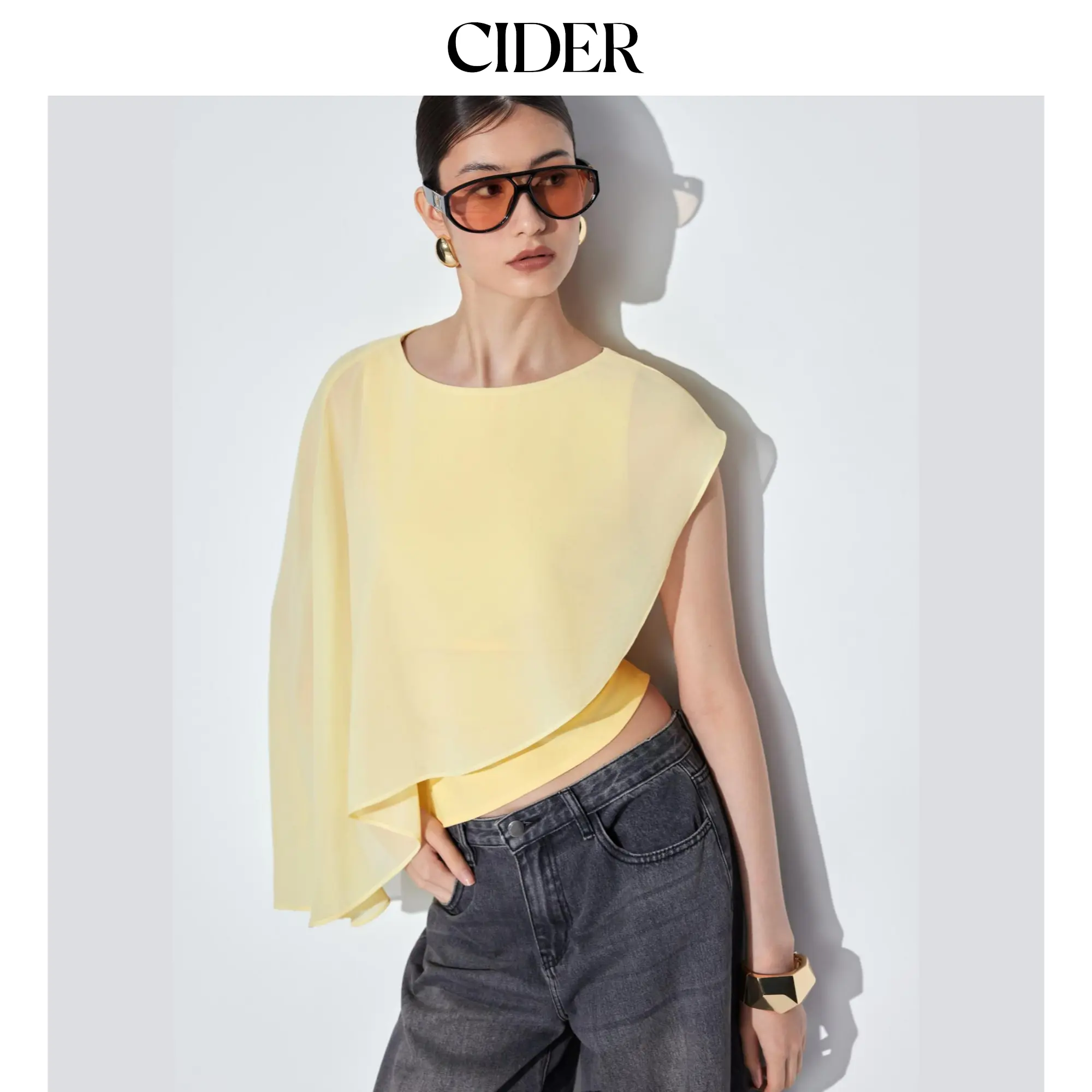 Cider Boat Neck Asymmetrical Draped Tank Top