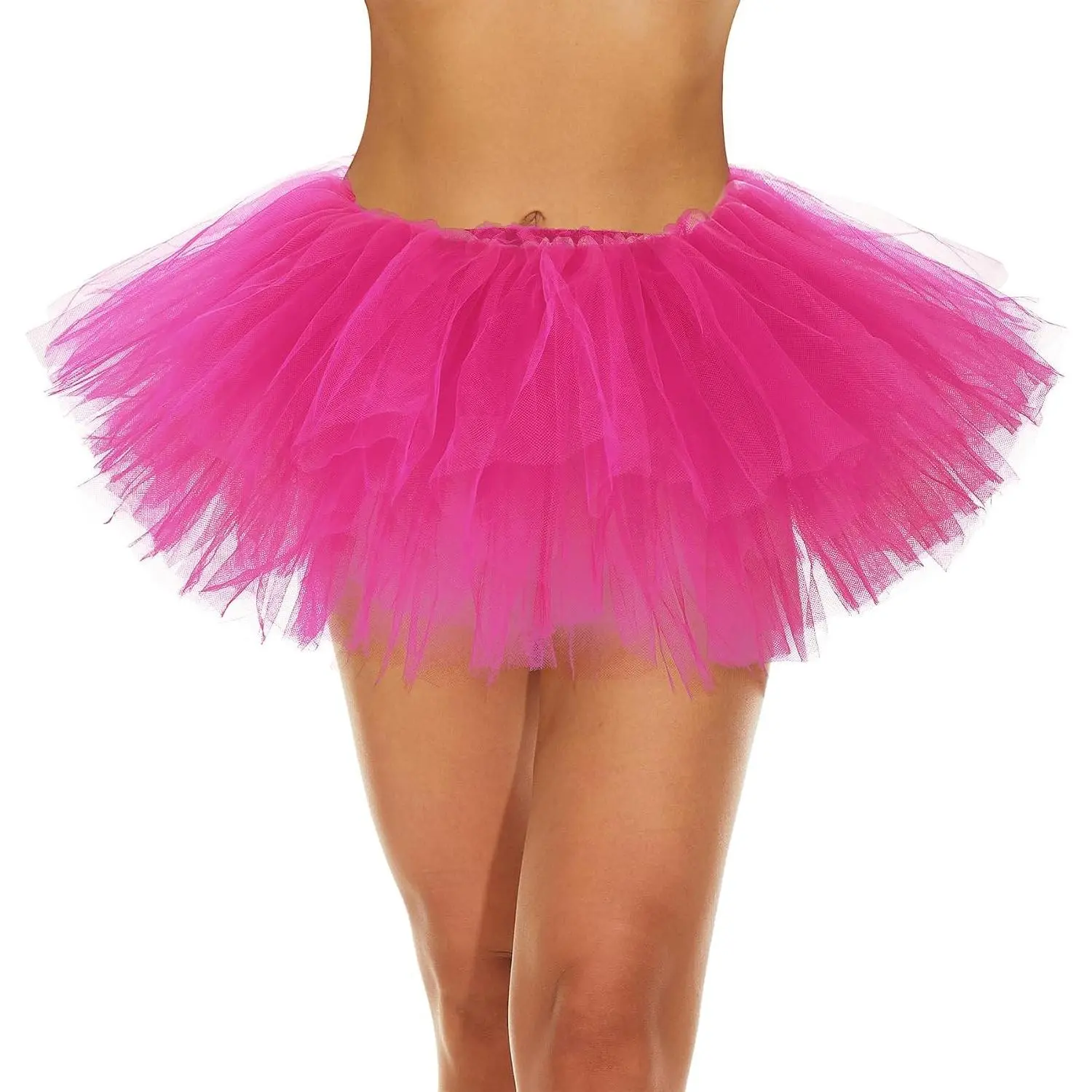 Women Adults Teens 5 Layers Tutu Halloween Costume Cosplay Skirt | Girls Tulle Dance Ballet Tutu Elastic Fluffy Lightweight Skin-Friendly for Party, Running, Gift, 4th of July(Gift)