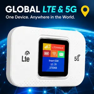 Portable WiFi Hotspot 4G 5G Dual Band LTE Mobile Router Built in 3000mAh Battery Supports 100+ Devices 300Mbps High Speed Anti Interference Portable Internet Device For Travel Camping Fishing RV Trips Works In 180+ Countries Plug And Play