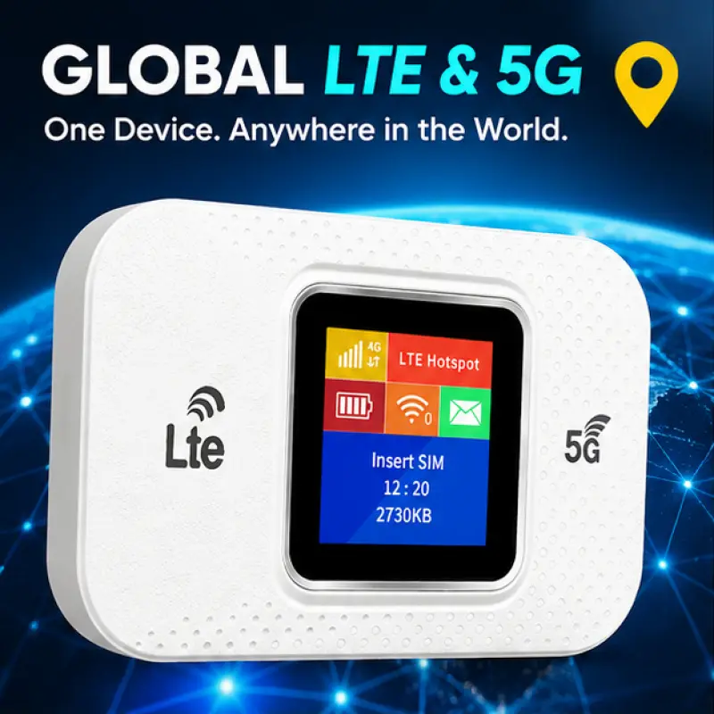 Portable WiFi Hotspot 4G 5G Dual Band LTE Mobile Router Built in 3000mAh Battery Supports 100+ Devices 300Mbps High Speed Anti Interference Portable Internet Device For Travel Camping Fishing RV Trips Works In 180+ Countries Plug And Play