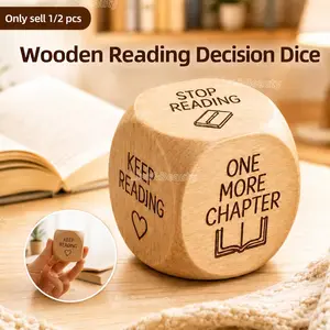 1/2PCS Wooden Reading Decision Dice, 6-Sided Engraved Book Quote Dice for Readers, Reading Motivation Tool, Reading Decision Cube, Fun Reading Habit Tracker Cube, Natural Wood Book Fun Reading Gifts for Home Office Study Desk Decor