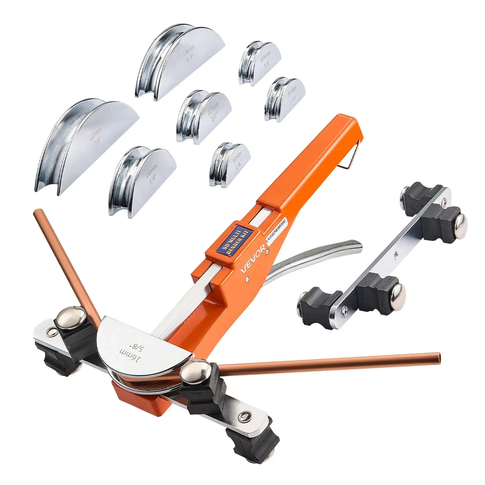 【DealsForYouDays】VEVOR CT-S999F Compact Ratcheting Tubing Bender Kit, 1/4-7/8 in Forward Bending, 0.5–1.2 mm Capacity, 7 Aluminum Alloy Bending Dies, Hand Tool for HVAC Refrigeration Maintenance, Automotive Repair