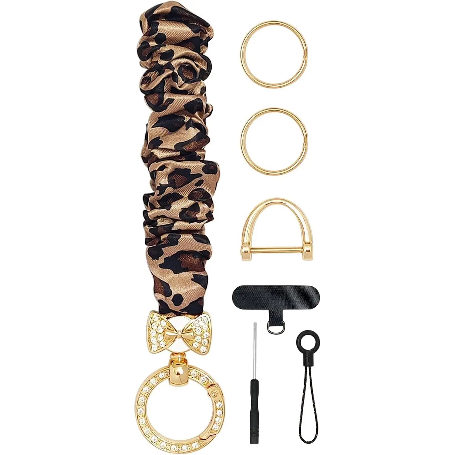 Dazzling Rhinestone Keychain Wristlet, Stretchy Sparkling Key Chain for Car Keys, Wrist Lanyard Bracelet for Women MenGift