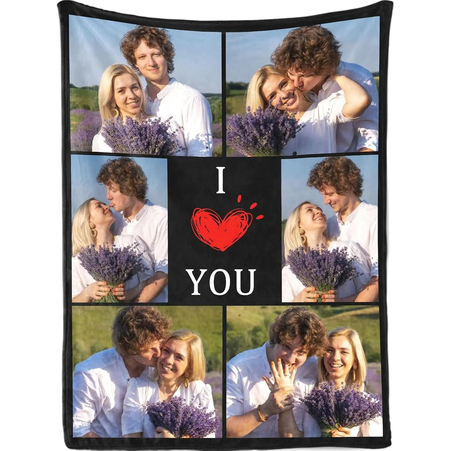 Custom Blanket with Pictures Valentines Day Gifts for Couples Personalized Flannel Photo Blankets Customized Blanket for Girlfriend Boyfriend