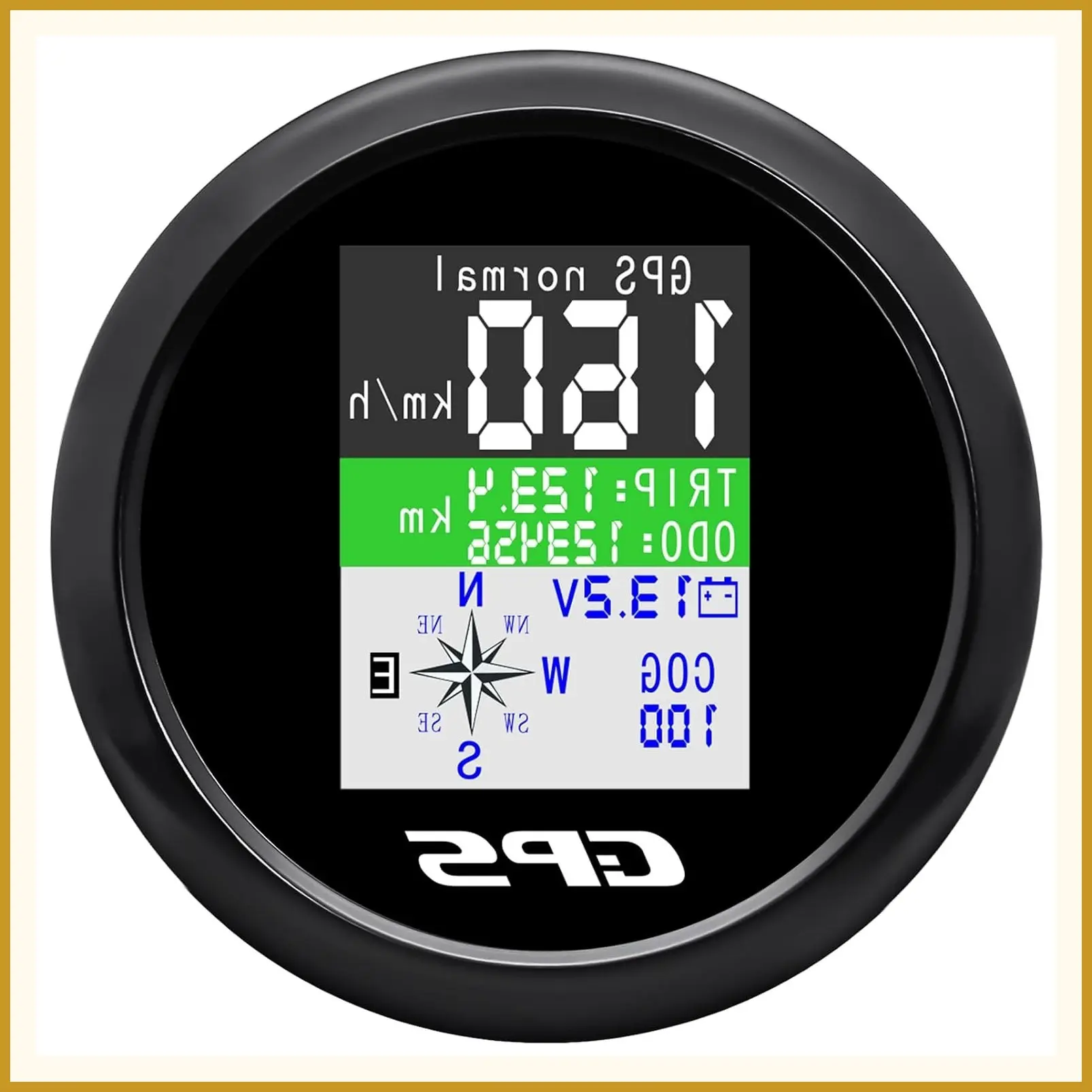 GPS Speedometer 3-3/8" 85mm Boat Odometer Waterproof White Antenna TFT Screen Digital MPH Knots Km/h for Marine 9-33V Car