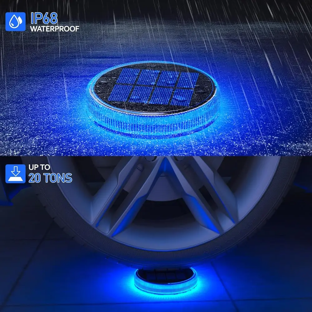 Automatic Solar Ground Lights, Floor Lamp, 30 LED Bulbs, Blue Warm Light, IP68 Waterproof, Outdoor Automatic Charging, Long Lasting, 4 Pack