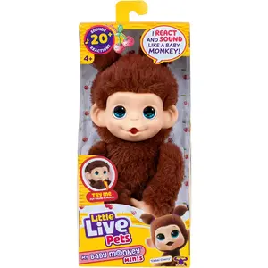 Little Live Pets Baby Monkey Minis – Chikki Cherry. Interactive Pet Toy. 20+ Sounds & Reactions. Soft Brown Fur. 7.4" Tall. Super Realistic. Feed, Nurture, React. Grippy Hands & Feet. Collect All 3Gift