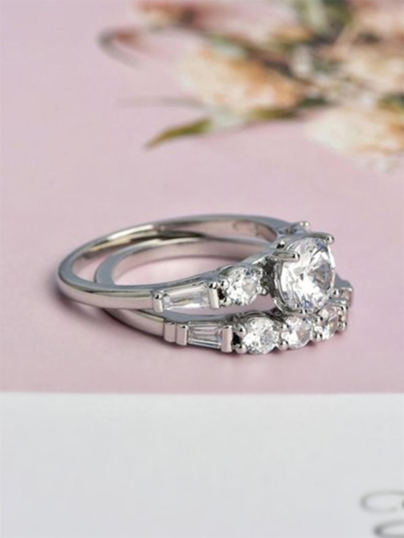 S925 Sterling Silver Fashion Promise Ring for Women, Luxury Vintage Engagement Ring for Girlfriend, Fashion Jewelry for Party, Daily Decor, Trendy All-match & Exquisite Jewelry for Birthday Gift,Gift, Silver Wedding Ring