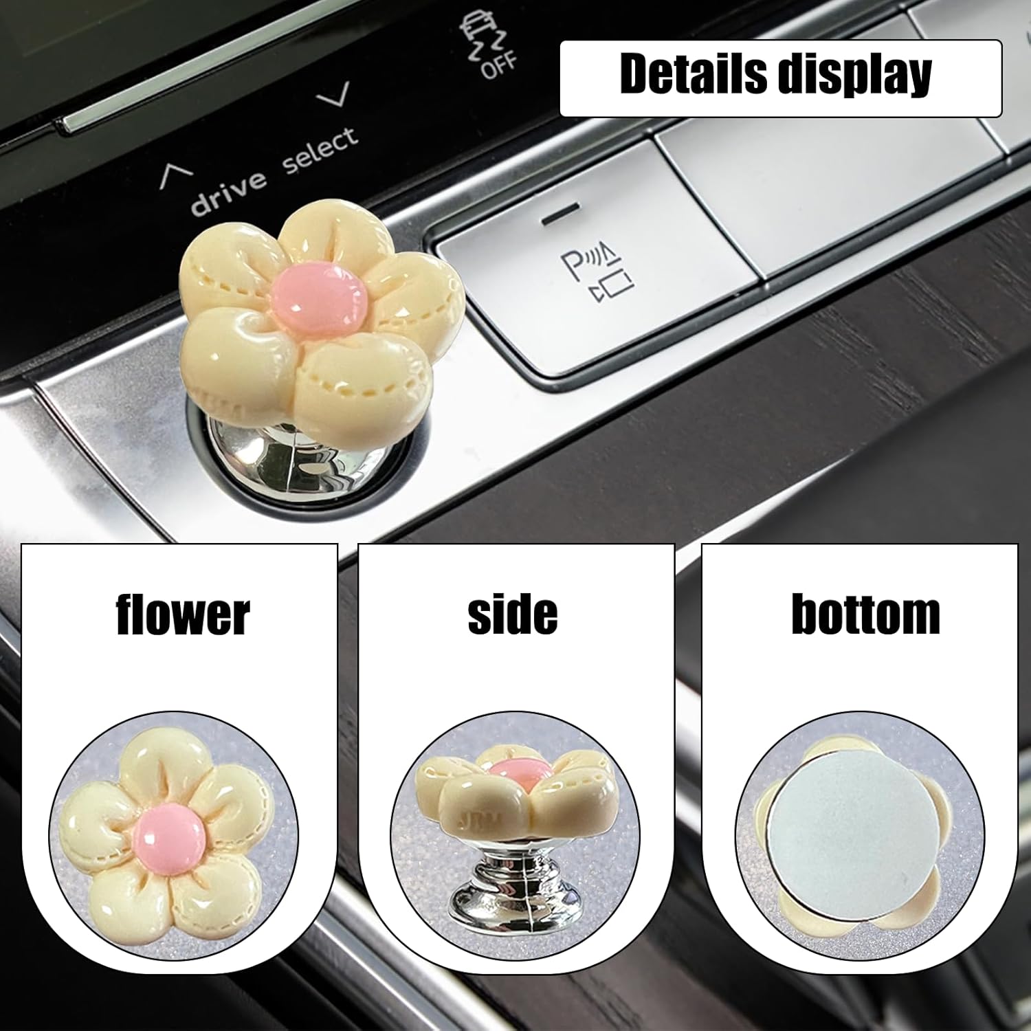Push to Start Button Coer,Engine Start/Stop  Flower Starter Coer (for Decoratie Accessories) (Beige)