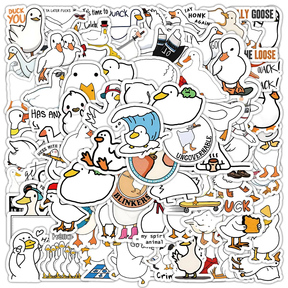 100pcs Cute Doodle-Style Duck Stickers - Back-to-School Stationery & Accessories; Stylish DIY Stickers Perfect for Journals, Planners, Notebooks, and Scrapbooking Projects.
