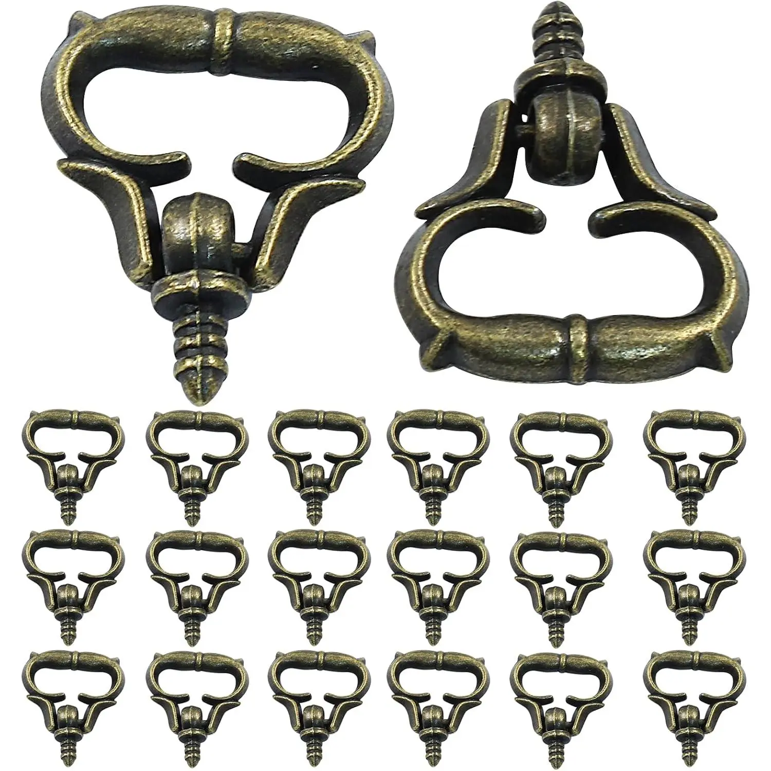 20 count Mini Pull Handles, Bronze Self-Tapping Screws Knobs | Antique Cabinet Handles, Metal Small Drawer Pulls, For  Box Cupboard Wardrobe Dresser Furniture, Decorative Knobs