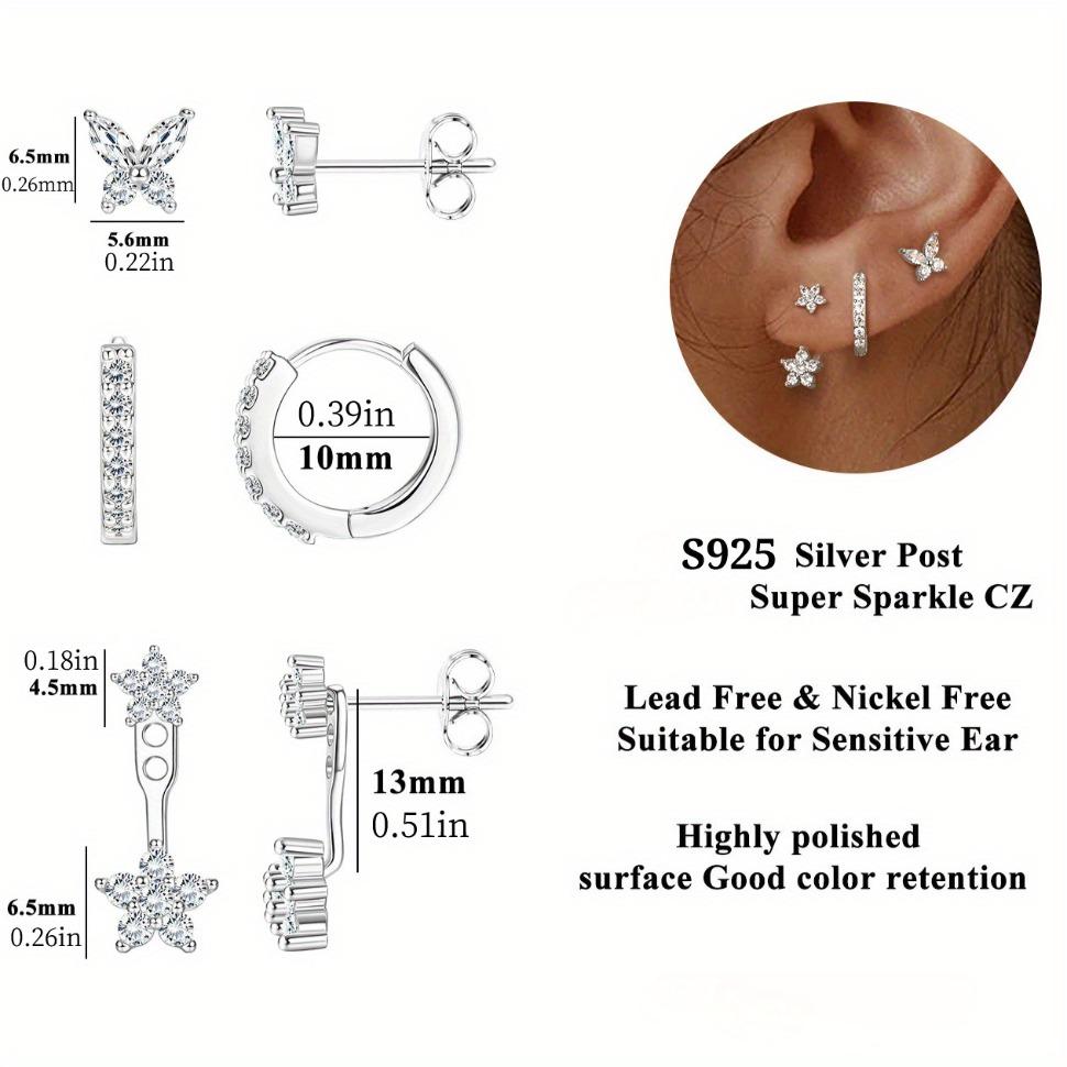 FIBO STEEL 3 Pairs Elegant Stud Earrings Set for Women Girls Cubic Zirconia Flower Star Ear Studs Huggie Hoop Small Earrings Stacks Sets Multiple Piercings Cartilage Jewlery Gift FIBO STEEL 3 Pairs Elegant Stud Earrings Set for Women Girls Cubic Zirconia Flower Star Ear Studs Huggie Hoop Small Earrings Stacks Sets Multiple Piercings Cartilage Jewlery Gift