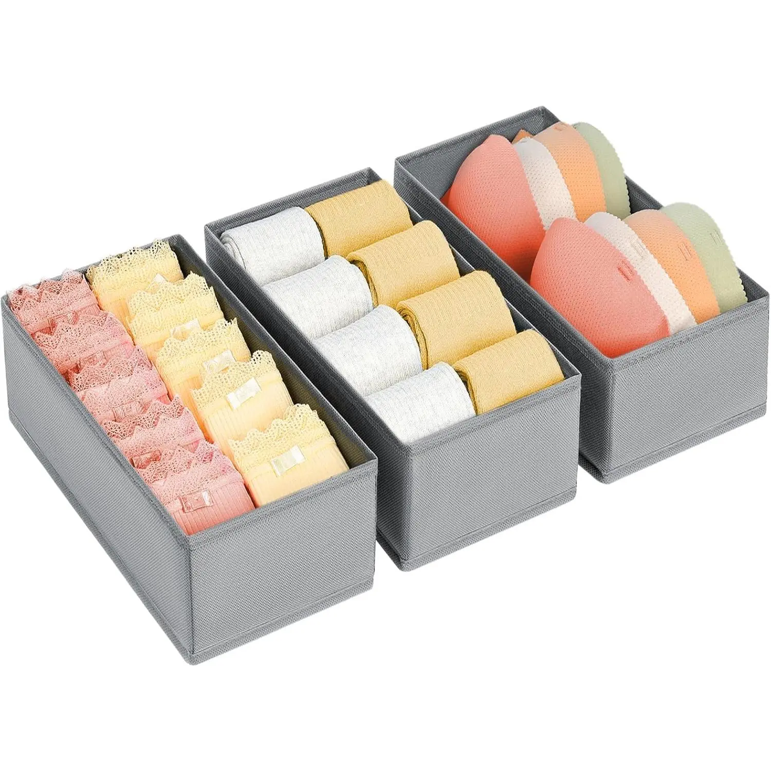Drawer Organizer Clothes - Small Dresser Organizer Underwear Drawer Organizer for  Clothes, Socks, Underwear, Bra, Belt, Tie - Grey