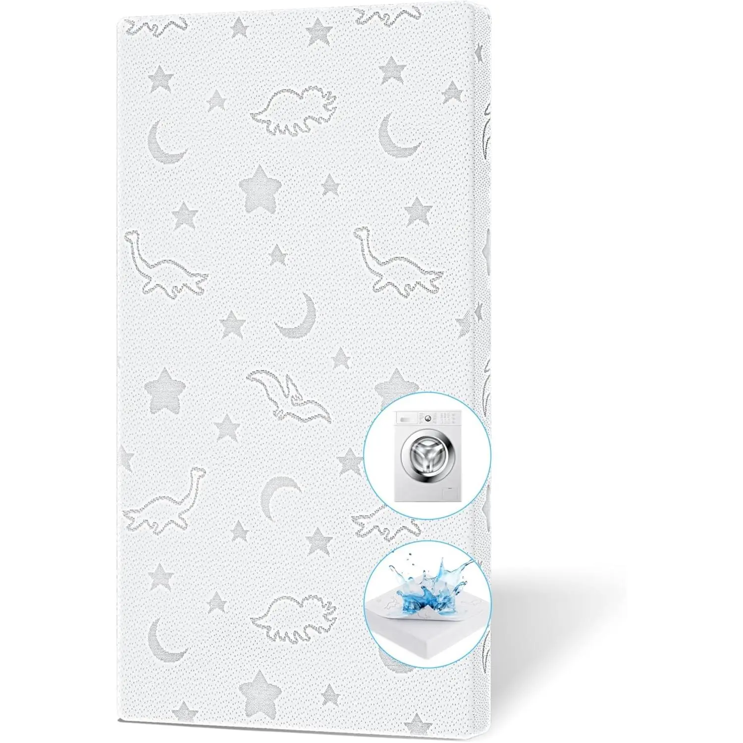 2" x 27.5" x 52" Crib Mattress Topper, High Density Foam Toddler Mattress Topper with Waterproof Cover Fits Standard Size Cribs