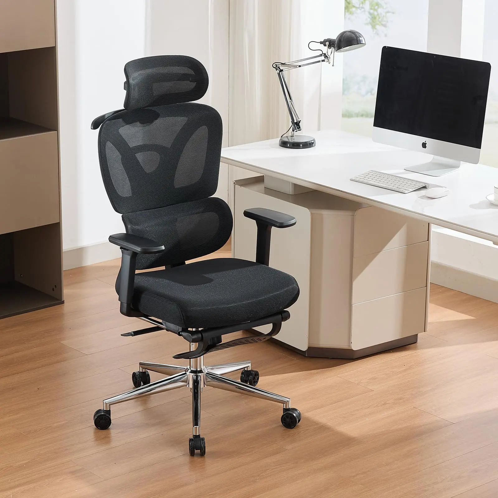 Gaomon Ergonomic Office Chair with Footrest, Gaming Chair with Adjustable 3D Armrests, Dynamic Lumbar Support, Recline & Tilt Function, for Home & Office Use