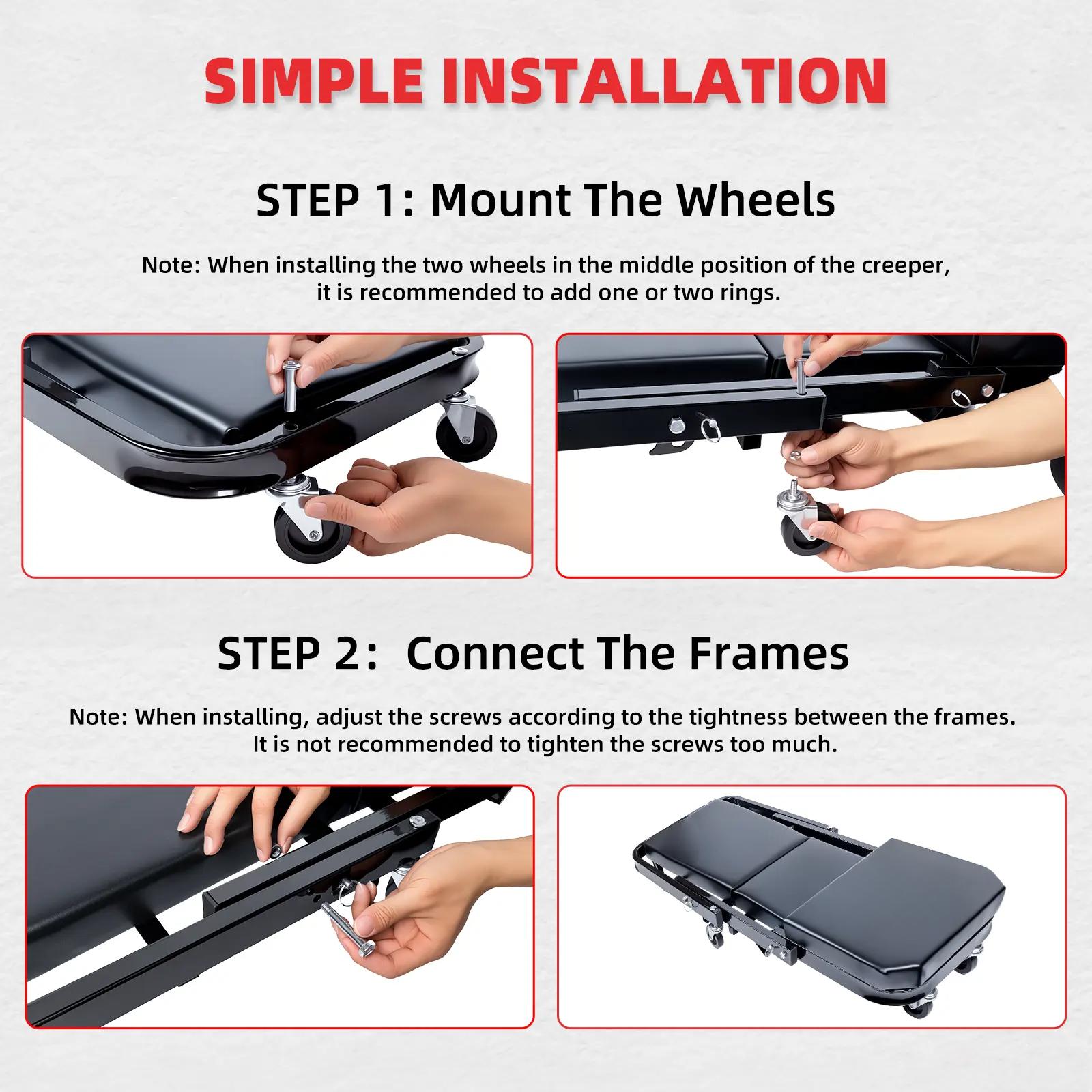 Z-Style Folding Mechanic Creeper |   3-in-1 Multifunctional 300LBS Capacity |   6 Wheels Tool Tray Padded Seat Steel Frame |   Garage/Shop/Home Use # Valentine's Gift # CarRepairTool # GarageEssential