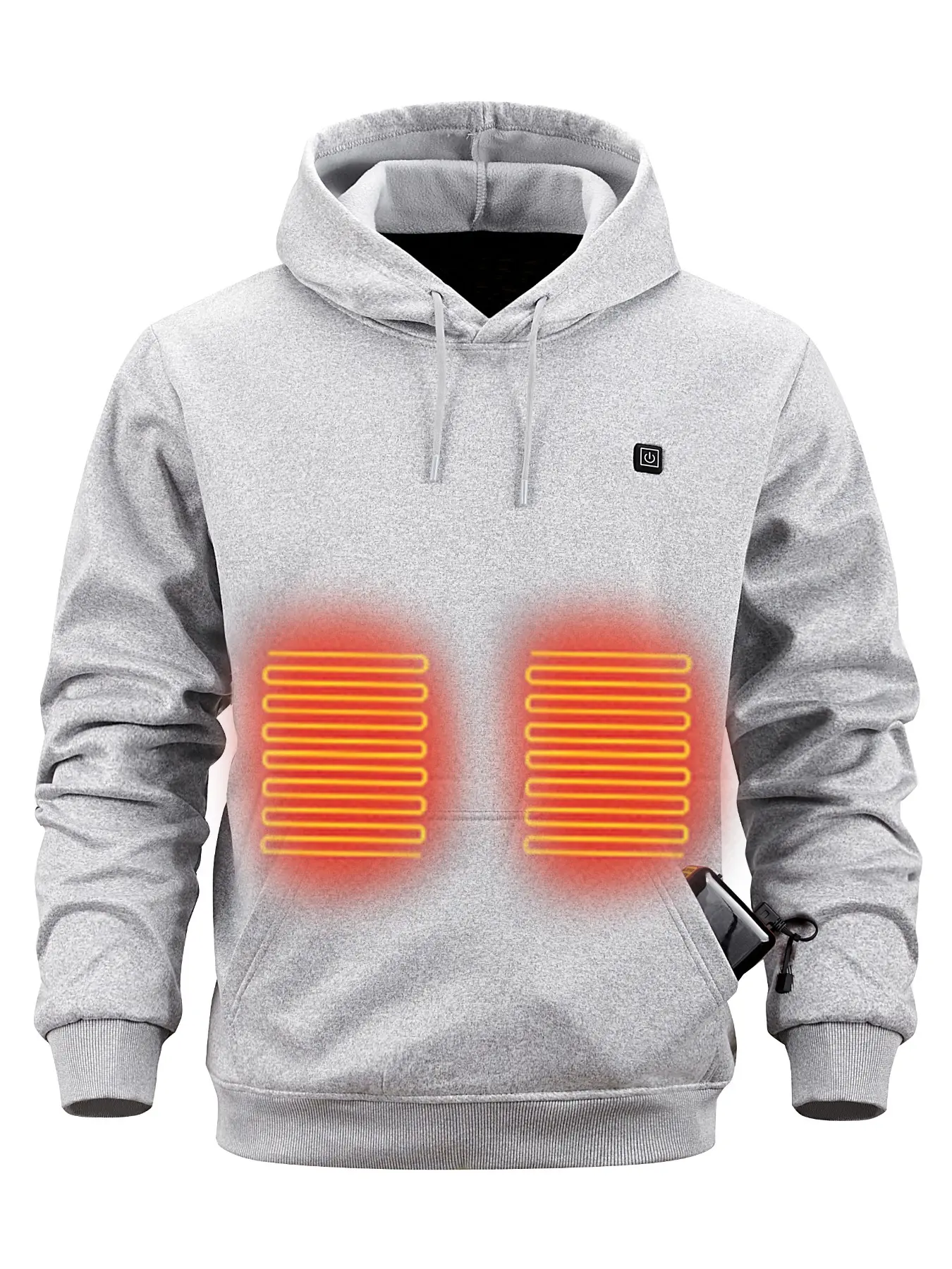 Unisex Heated Sweatshirt for Fall Winter, Windproof Hooded Casual Sweatshirt, 5 Heating Zones, 3 Smart Settings, Warm Comfortable
