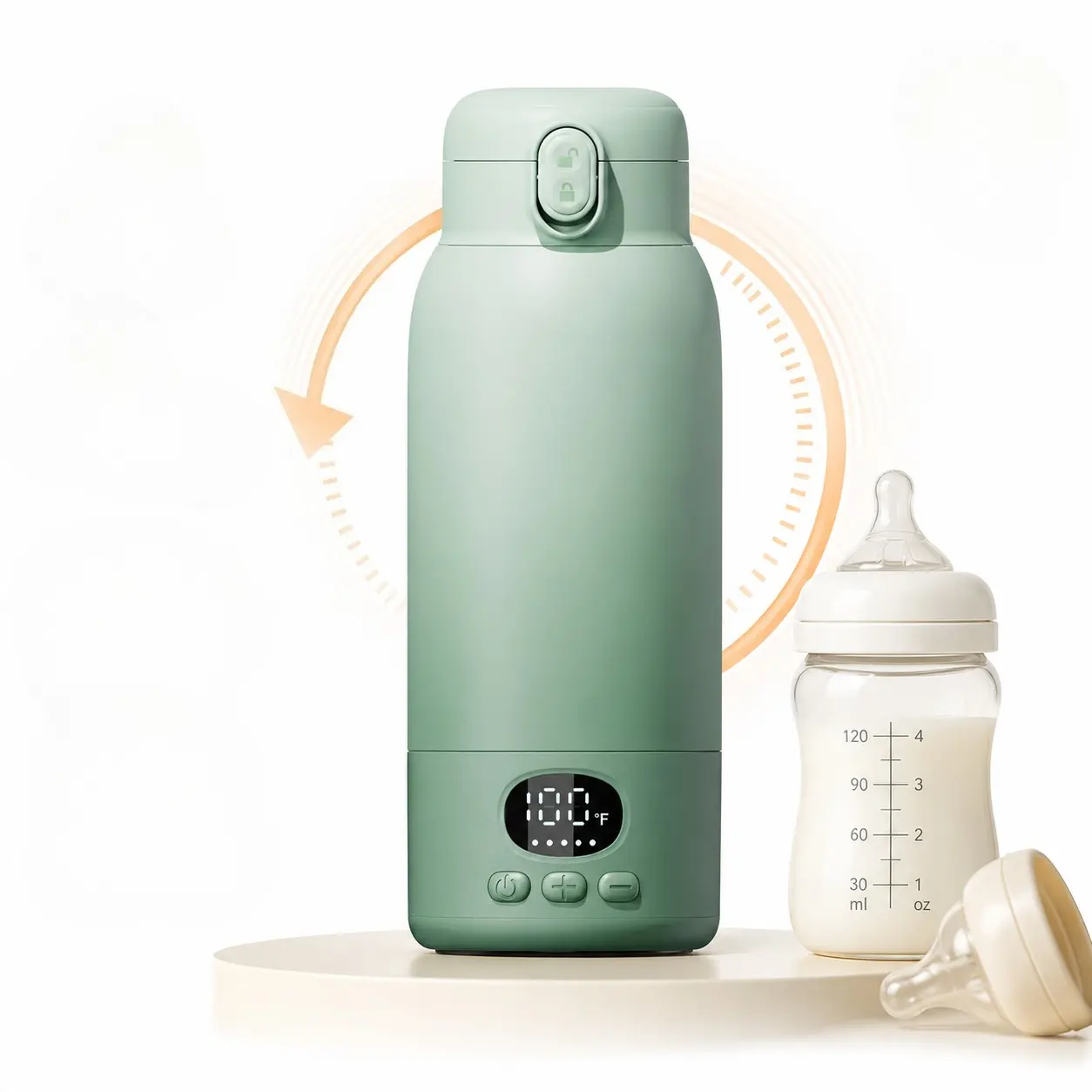 Portable Water & Milk Warmer with Digital LCD, Fast Heating, Travel-Friendly, Includes Silicone Cleaning Brushes, Baby Bottle Warmer Set