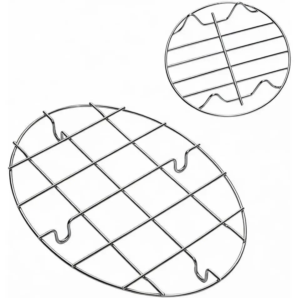 2 Pieces 304 Stainless Steel Cooling Racks, Roasting Rack, Multi-Purpose Cooking Rack Set for Baking, Roasting, Steaming and Cooling, Round and Oval Shapes Included