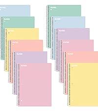 Spiral Notebooks, 3, 1Subject, College Ruled Paper, x 101/2", 70 Sheets per Notebook, Assorted Pastel Colors Spiral Notebooks for School
