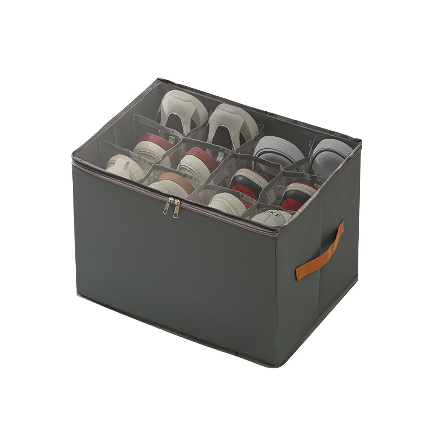 Multi-functional compartment-type storage shoe box, foldable fabric cover dust-proof miscellaneous storage box