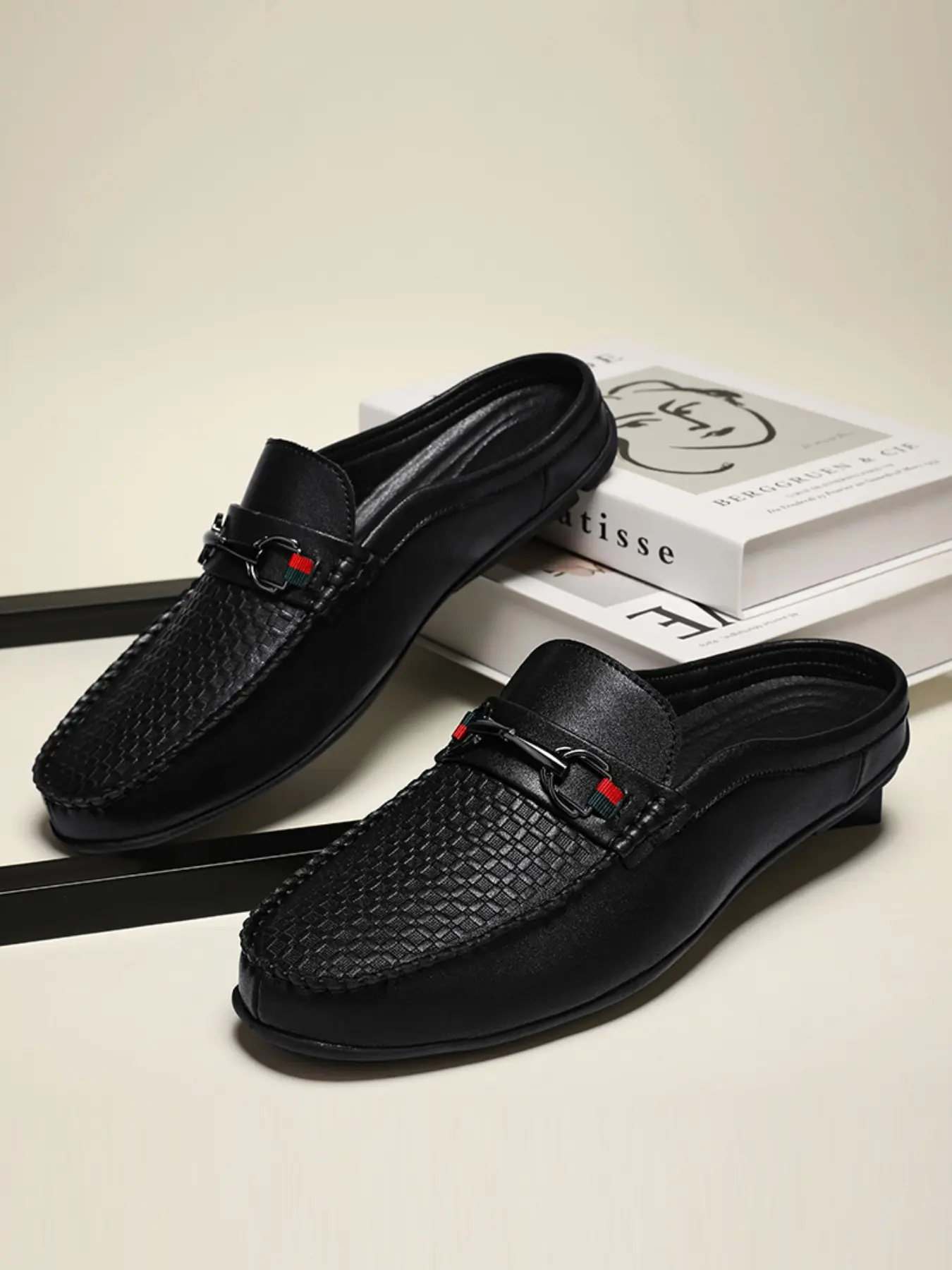 Men's Business Casual Fashion Slip-On Bean Shoes, Comfortable Loafer Insoles, Summer Outdoor Beach Walking Sandals, Stylish Mules