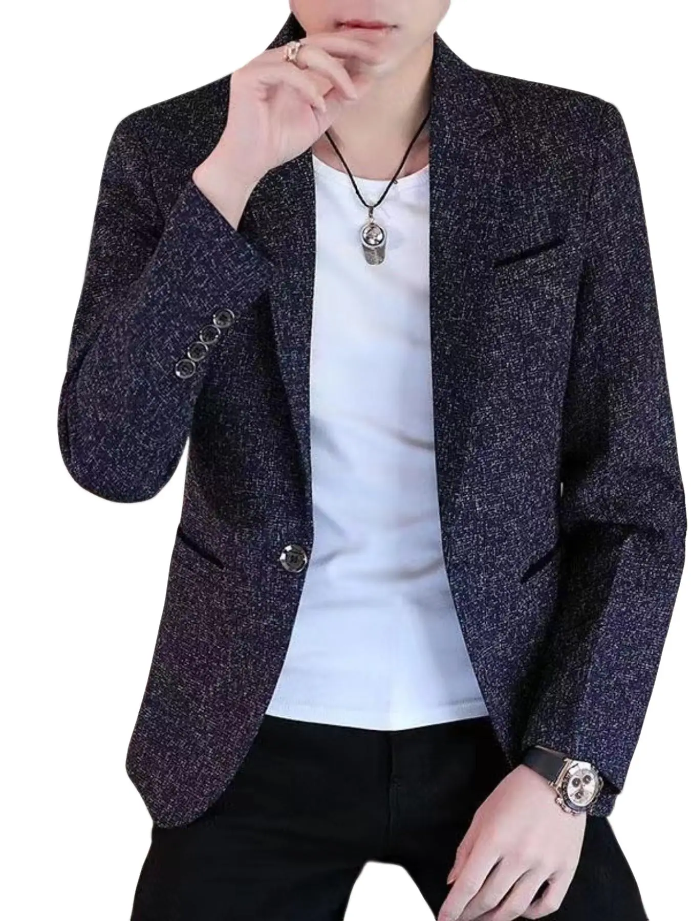 Men's Casual Blazer Jacket, High-Quality Blend Fabric, Durable Wrinkle-Resistant, Classic Single Button Notch Lapel, Perfect for Daily Wear