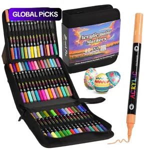 Acrylic Paint Marker Set, 120 Colors Acrylic Paint Marker Pen, Acrylic Painting Pens with Storage Bag, Art Marker Pen for Stone, Wood, Canvas, Ceramic, Metal, Glass, Rock Painting, Acrylic Art Kit, Art Drawing Supplies #GLOBAL PICKS