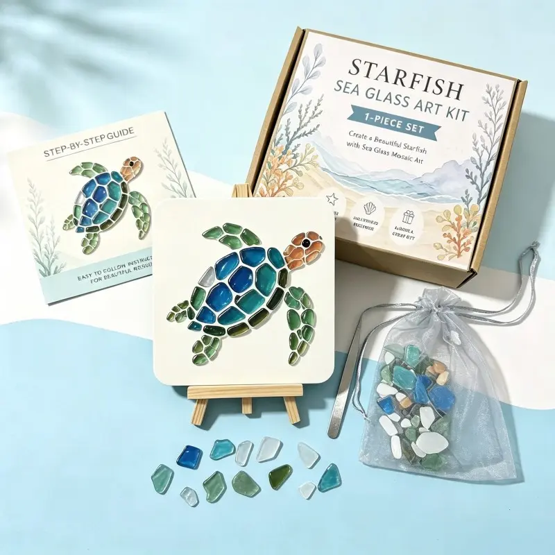 Turtle DIY Craft Kit, Self-Adhesive Acrylic Stickers, No Glue Needed, Creative Collage Material Pack, Desktop Decor, Handmade Gift Box