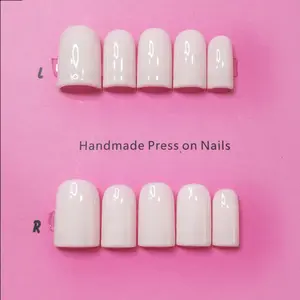 Handmade Press on Nails, Pure Natural Flexibility, Square Shape, 10 Pieces with Jelly Glue and File, Short Nails