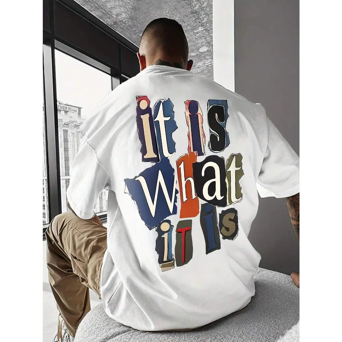 1 Printed Pattern T-Shirt - What Is This Letter Fun Men's Summer Short Sleeved T-Shirt, Round Neck Breathable , Front Shoulder Version Suitable For Outdoor And Casual Street Wear, Unisex Holiday Travel Versatile Top
