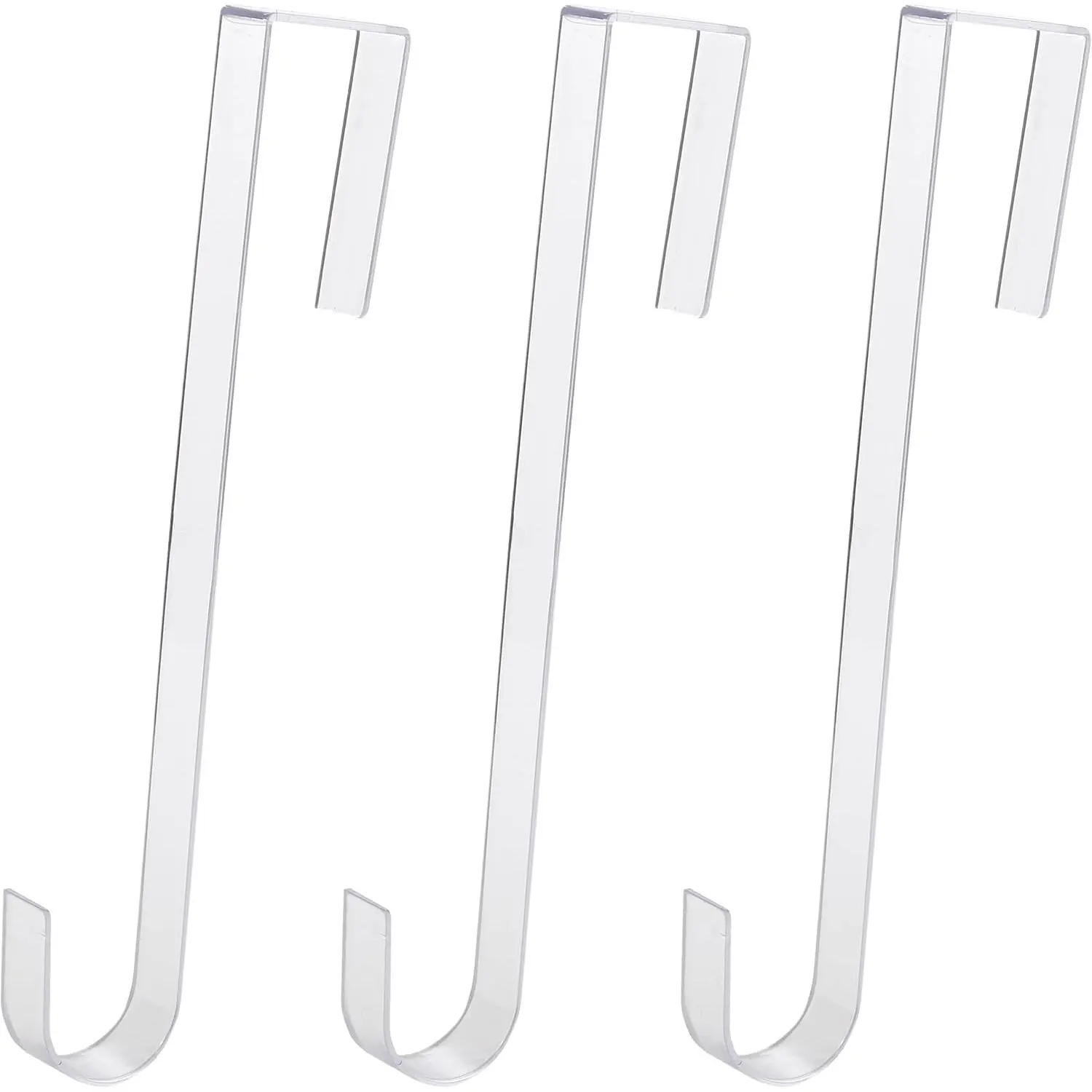Non-Scratch  Clear 12In Xmas Wreath Hanger 3Pk.  Long Hooks for Indoor or Outdoor Holiday  Decor. Slim Christmas Wreaths Holders Hang Fall Halloween Decorations Over Front or Storm Door.