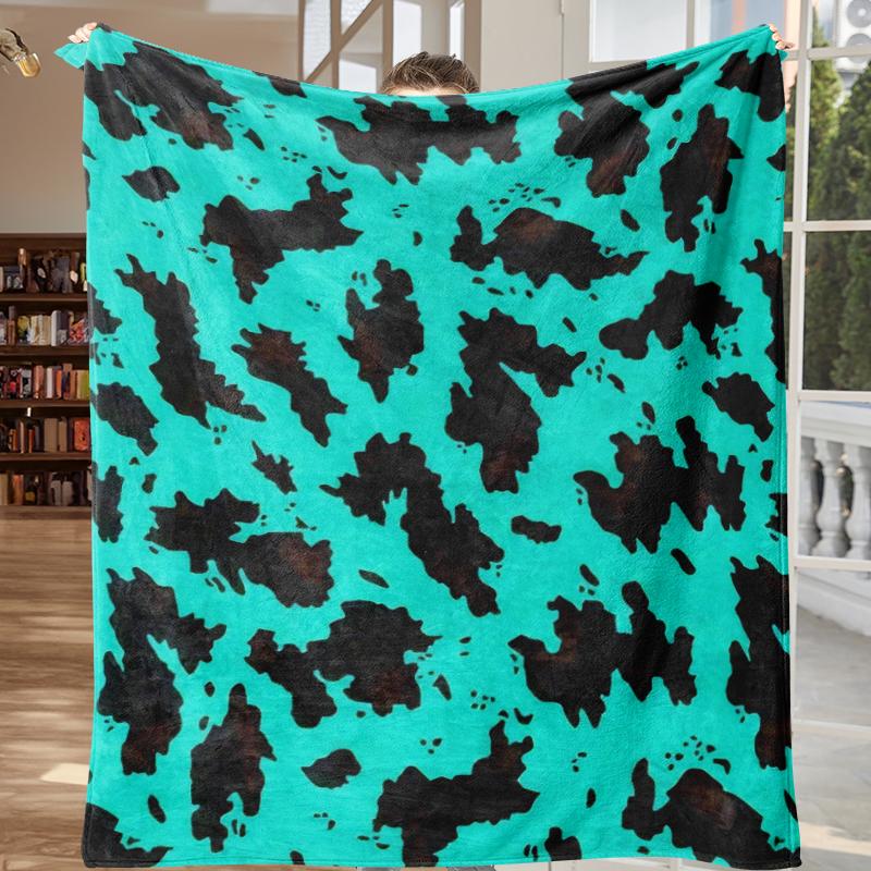 Cow Print Blanket Collection – Hot Pink Black Light Pink Turquoise Western Farm Animal Pattern Ultra Soft Cozy Plush Fleece Throw Blankets Perfect For Cowgirl Aesthetic, Country Home Decor & Farm Lovers