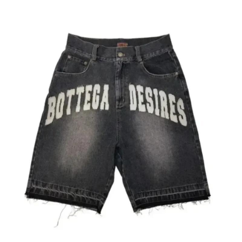 Summer retro skeleton denim shorts sports casual shorts new couple wearing street street 55 pants 2026 Europe and America(Sheets)