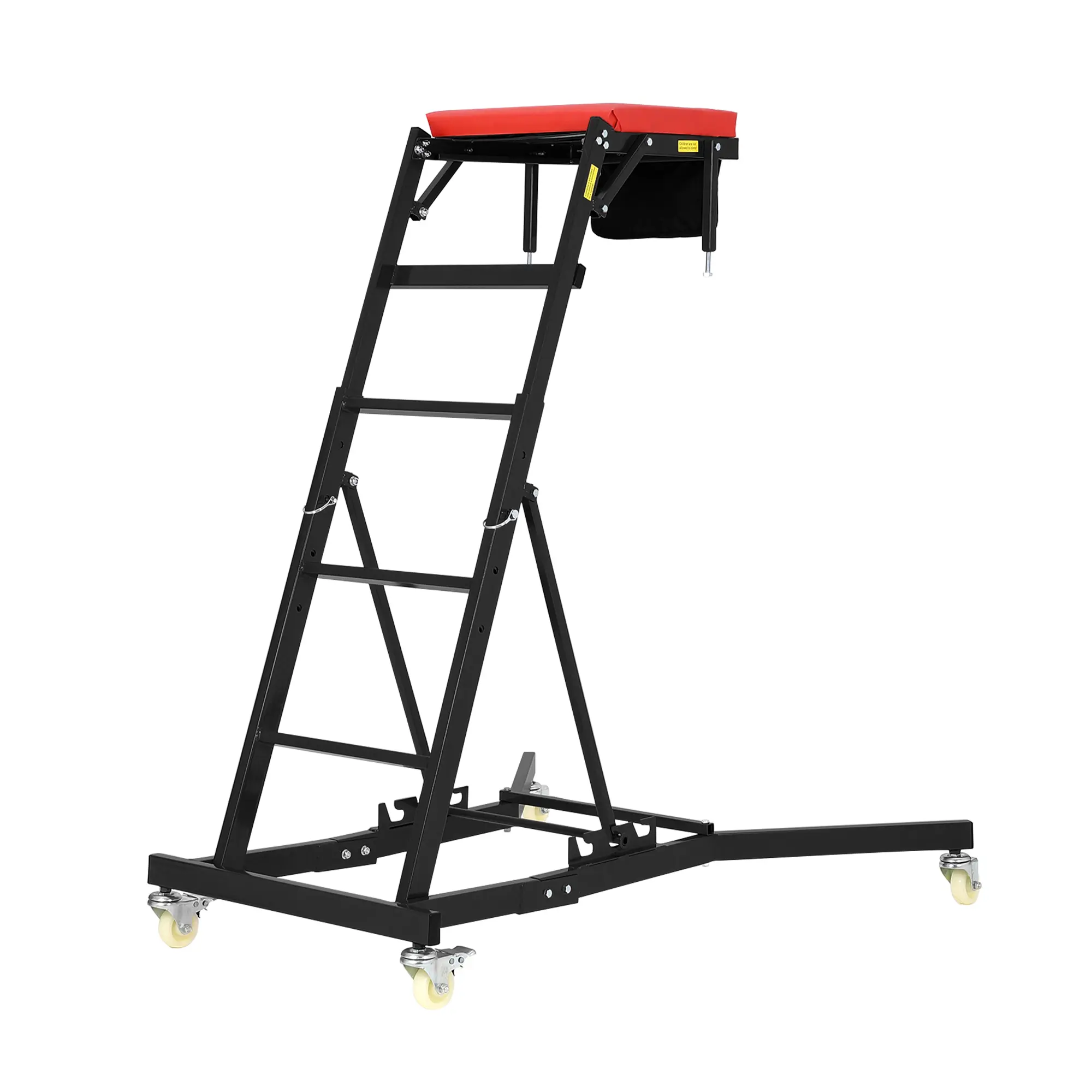 Heavy Duty Topside Engine Creeper, Adjustable Height 125-175cm, 180KG Load Capacity with Padded Deck & 4 Swivel Casters, Rolling Auto Repair Stand for Car Truck Garage Workshop, Black