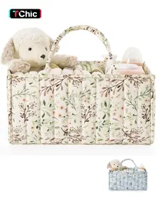Floral Print Diaper Caddy Organizer, Lightweight Diaper Handbag, Stylish Nursery Storage Basket, Lightweight Mommy Bag, Travel Organizer, Gift for Baby Shower, Newborn Essentials, Travel Diaper Tote