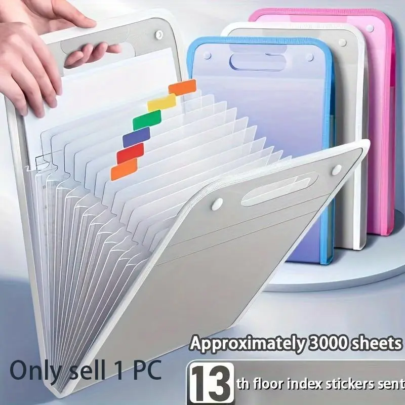 1PCS/4PCS 13-Grid A4 Vertical File Folder Organizer Binder Duty PP Plastic-like Translucent Binder with Thickened Pages, A4 Size Document Storage for Office, , - Compatible with Ring Binders & Loose Leaf