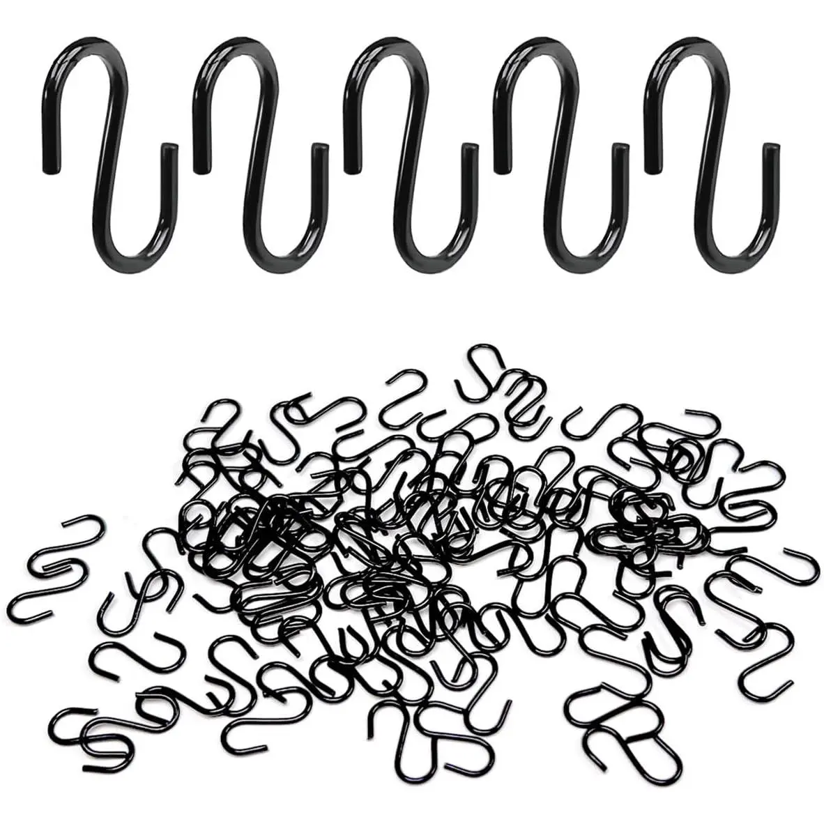 100 count Mini S Hooks for , 1/2 Inch S Shaped Hooks, Ornament Hooks, S Hangers Hooks, S  Hooks, Wire Hooks, Metal S Hooks for Crafts,   Necklaces, Black