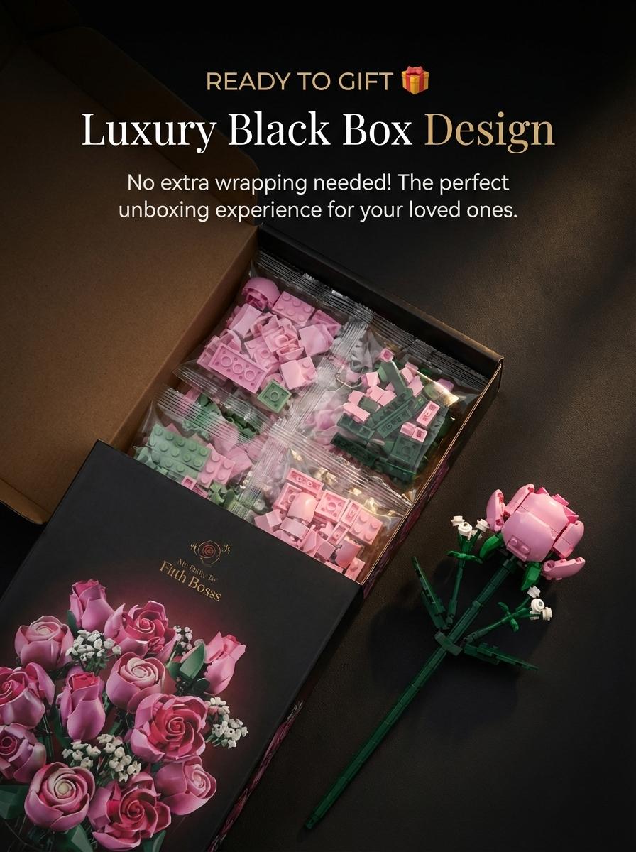 Pink Rose Flower Bouquet Building Set, 789 PCS  Botanical Collection Building Blocks, DIY Artificial Flowers for Home Office Room Decor, Adult Building Toys, Gift for Girls Mom Teachers, Romantic Floral Arrangement, Never Withered Flowers