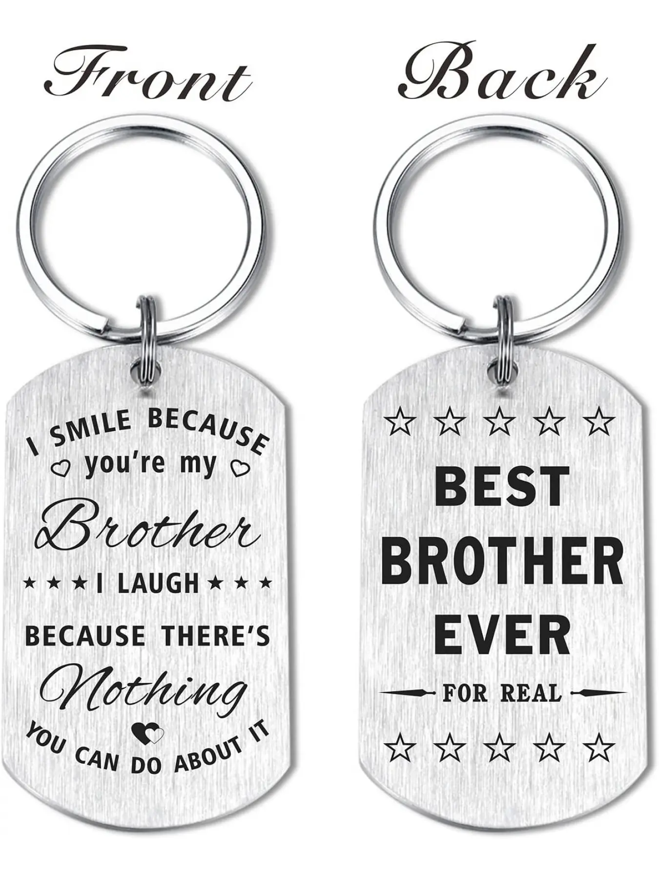 Best Brother Ever Gifts for Men, I Smile Because You're My Brothers Graduation Birthday Fathers Day Keychain, Funny Present from Sister