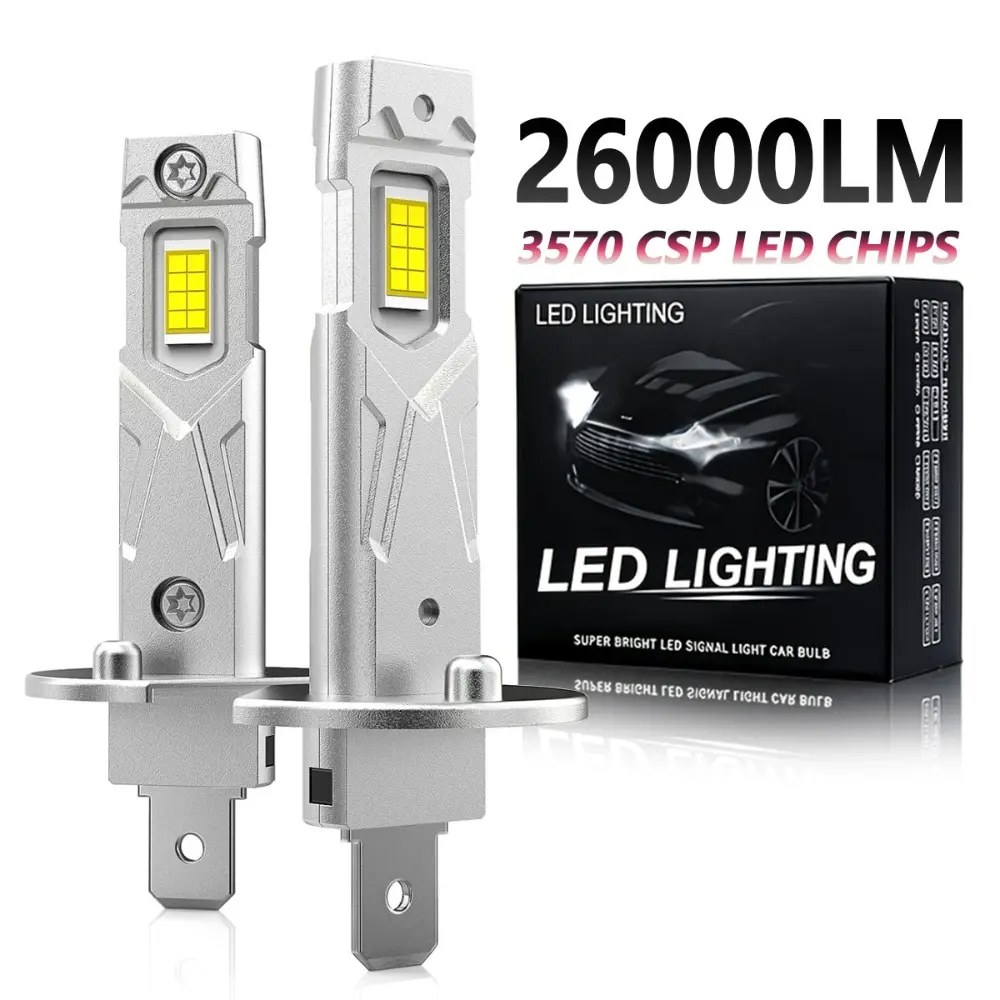 2pcs H1 180W High Power Automotive Car Lamps LED Car Headlight Bulbs 26000LM 6500K CSP Socket Base LED H1 Mini Wiress Diode Fog Lights