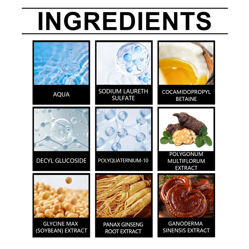 EELHOE Black Hair Shampoo, Multiflorum Essence Moisturizing Nourishing Cleansing Repairing Black And Smooth Hair Shampoo rough growth