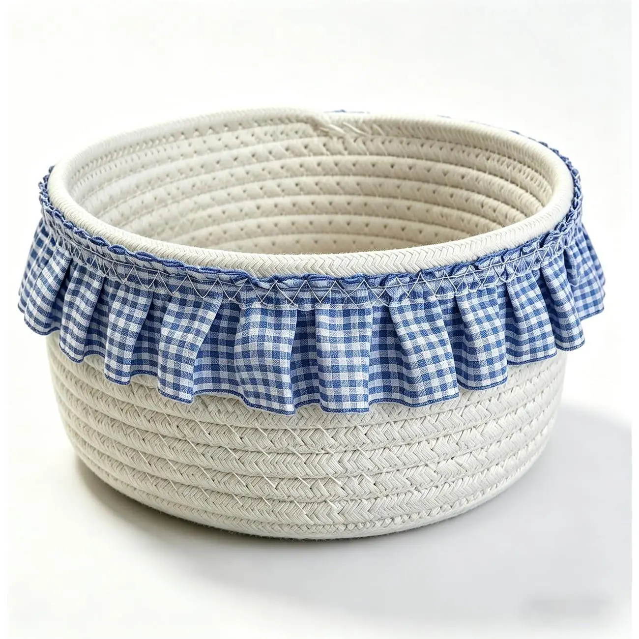 Round Storage Basket, Small Decorative Storage Bin for Bedroom, Kitchen, Office, Bathroom, Countertop Organizer, 8.3”D x 4.7”H