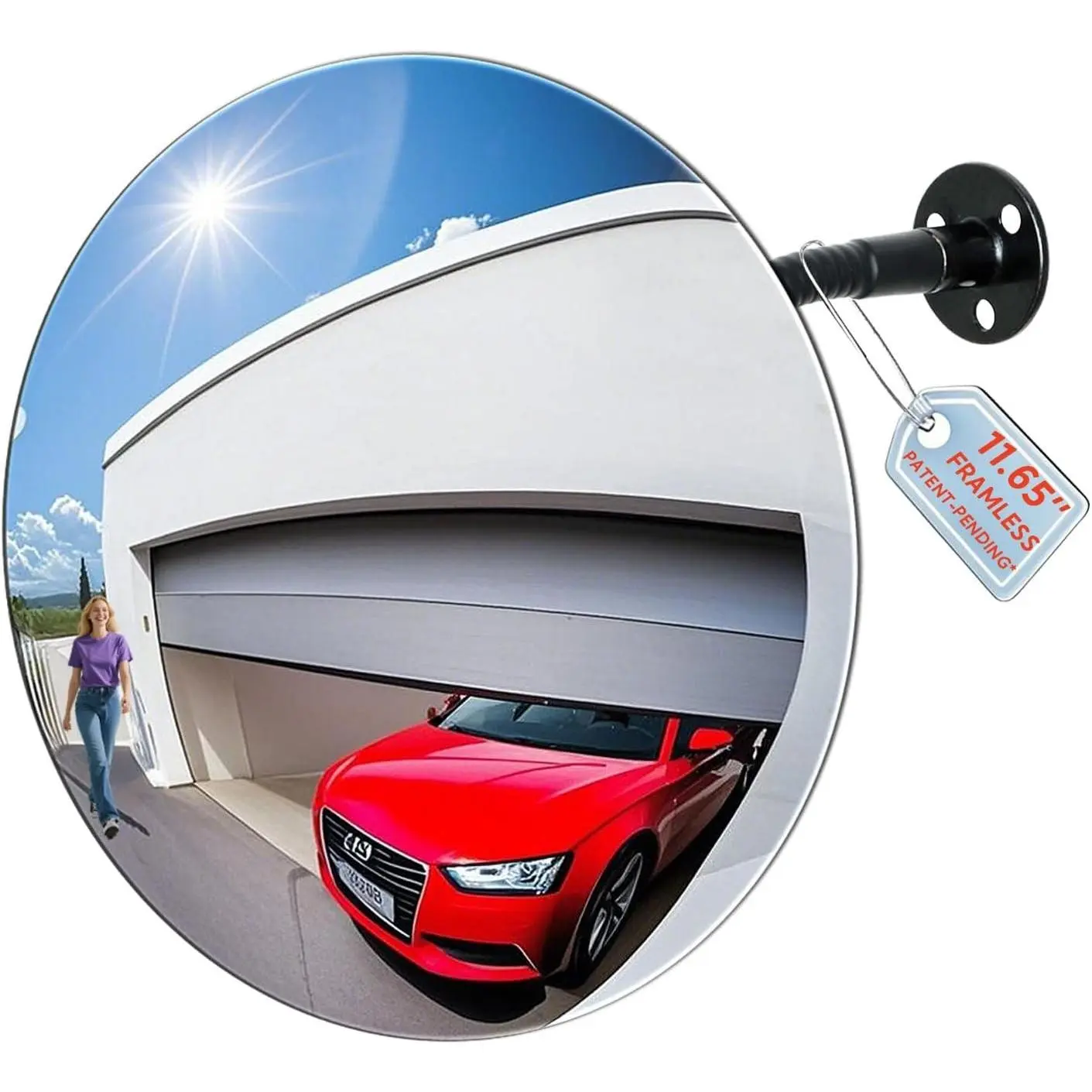 11.65 Inch Frameless 1.8mm Thick Acrylic Convex Mirror - Adjustable Wide Angle Indoor Security Mirror for Garage Parking Warehouse Office Corner Traffic