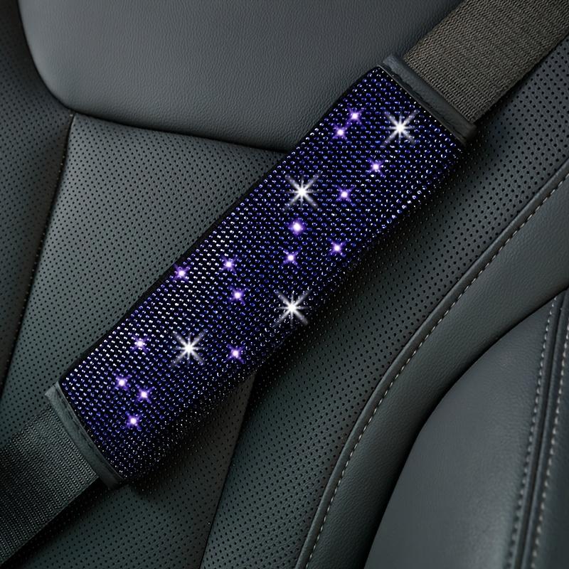 Car Seat Belt Cover with Rhinestones, Trim, Heat-Applied Shoulder Protector, Full-Coverage Car Interior Modification Accessory, Artificial Diamond Luggage Handle Cover, Set of Two