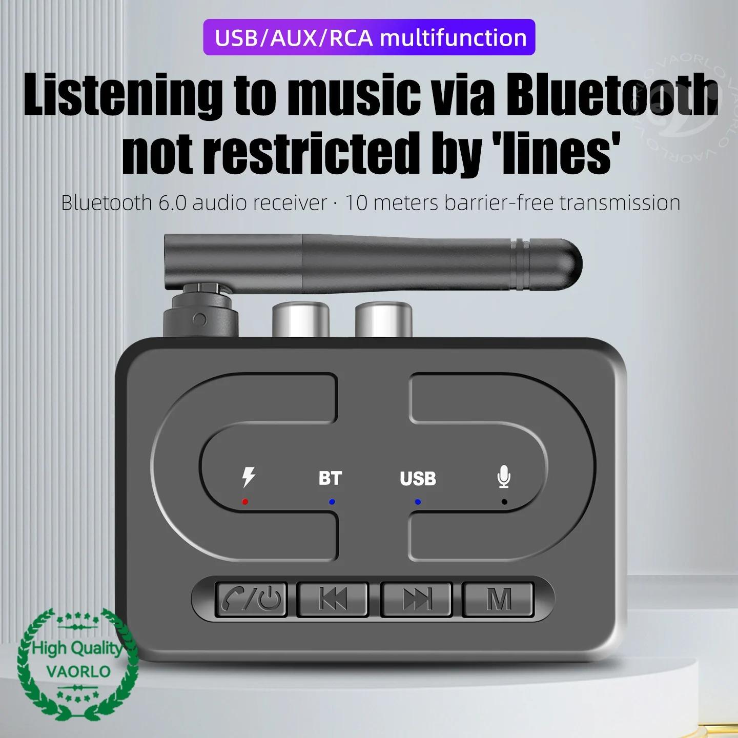 Bluetooth 6.0 Audio Receiver 3.5mm AUX RCA With Mic HIFI Stereo Wireless Adapter Support USB U-Disk For Car Speaker Amp