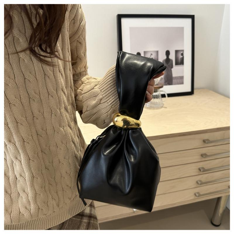 Retro Pleated Simple Niche Design Western Style Small Bag Women's Aesthetic Bucket