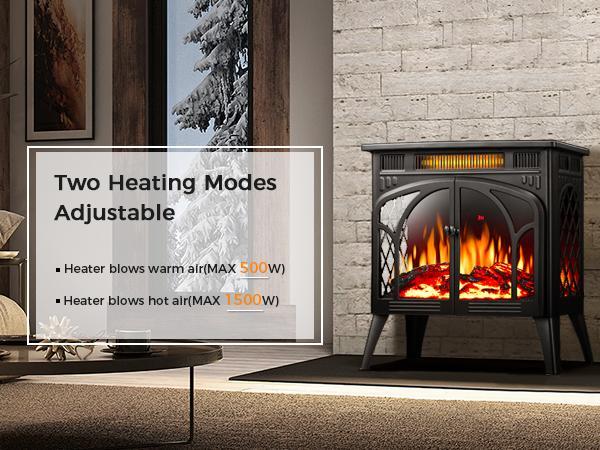 R.W.FLAME Electric Fireplace Stove Heater, 3D Infrared Fireplace, 5100BTU MAX 1500W, All-Metal Design, Adjustable Brightness, Portable, Overheating Protection,Remote,Timer,ETL Certified heaters